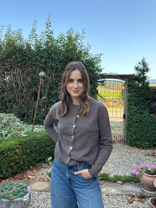 Cardigan marron – 100% laine – Fabriqué en Italie