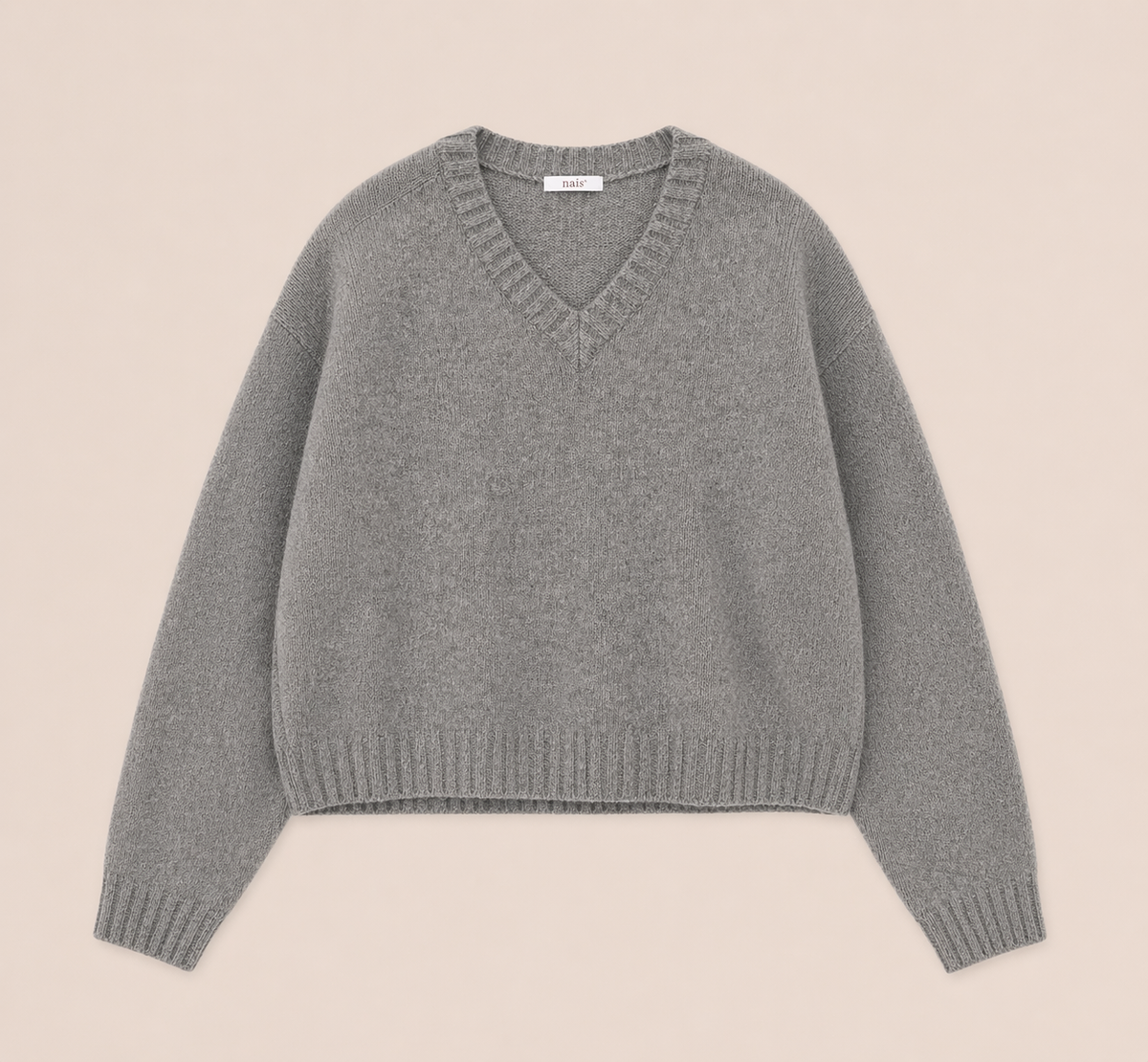 Pull col V gris foncé – 100% laine mérinos superfine