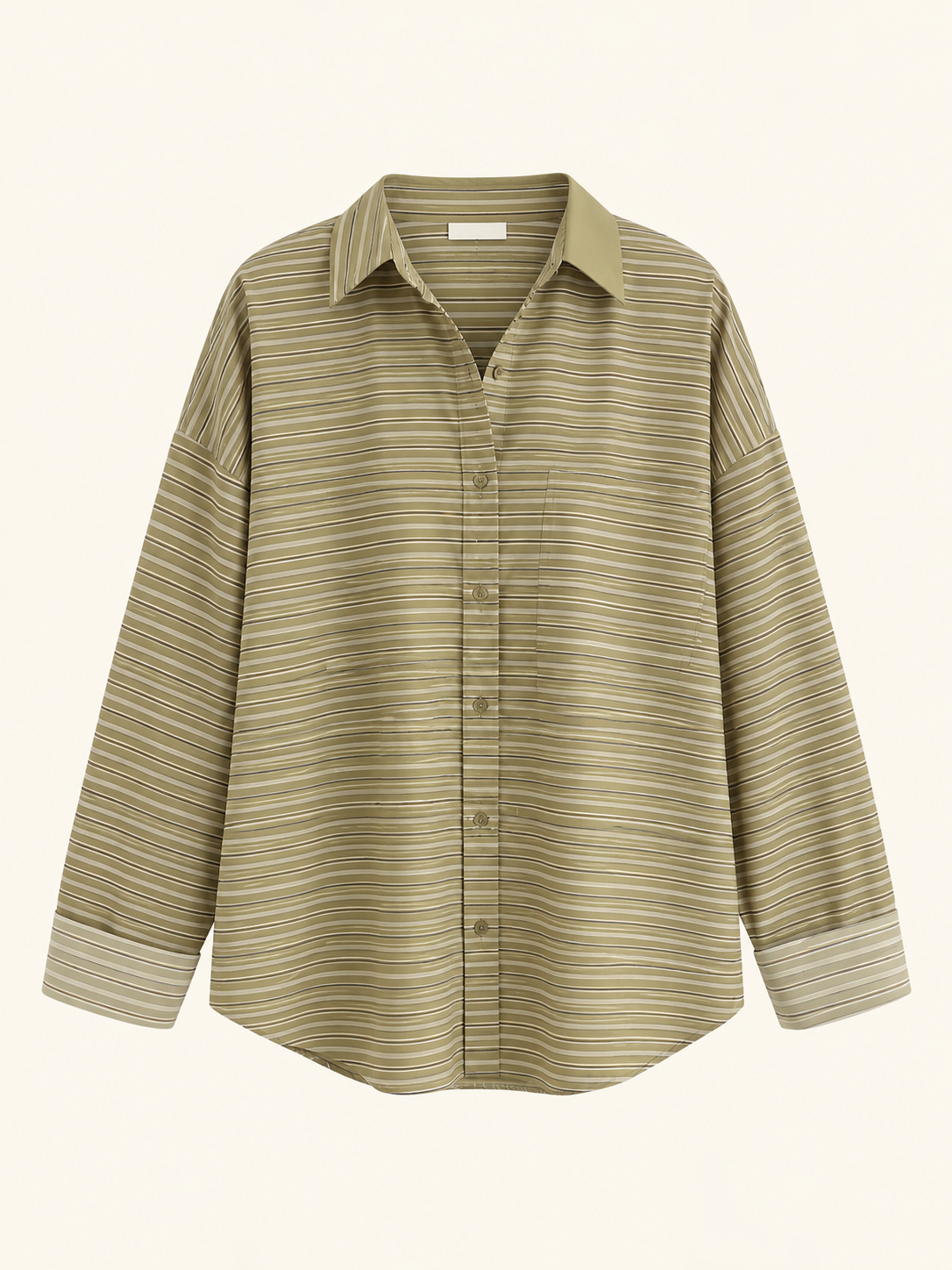 Chemise oversize à rayures vertes – 100 % coton