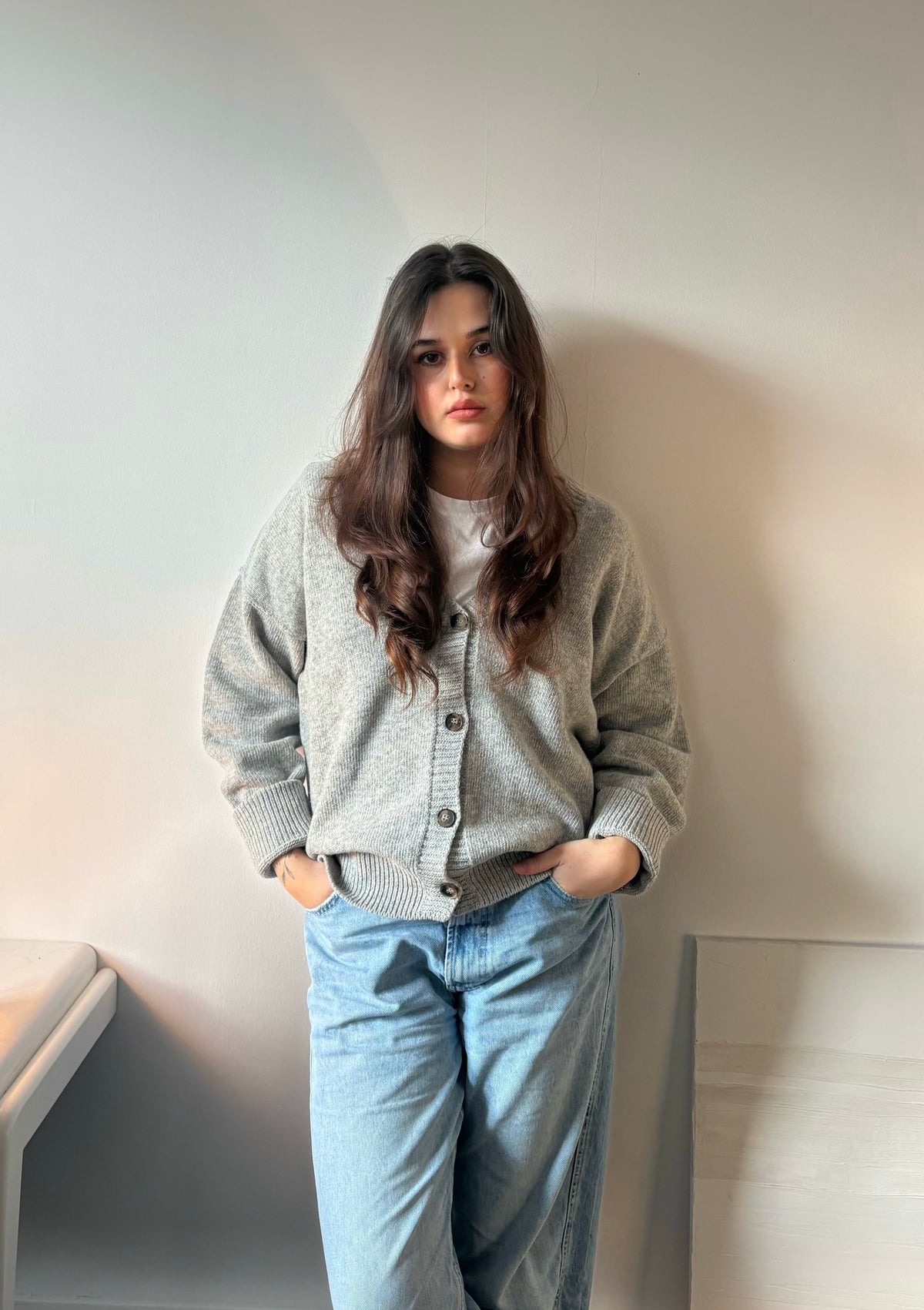 Cardigan gris - 80% laine