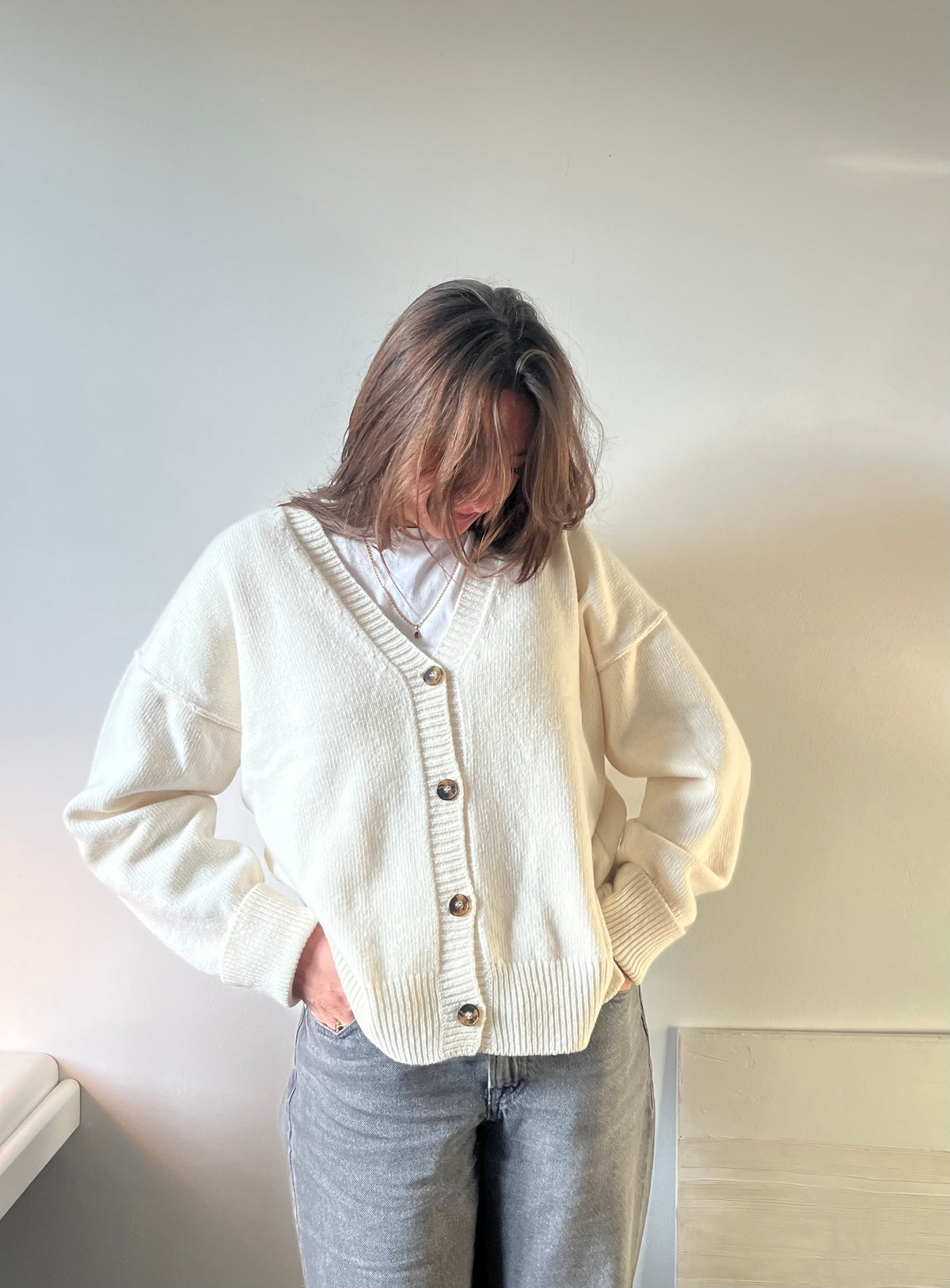 Cardigan écru - 80% laine