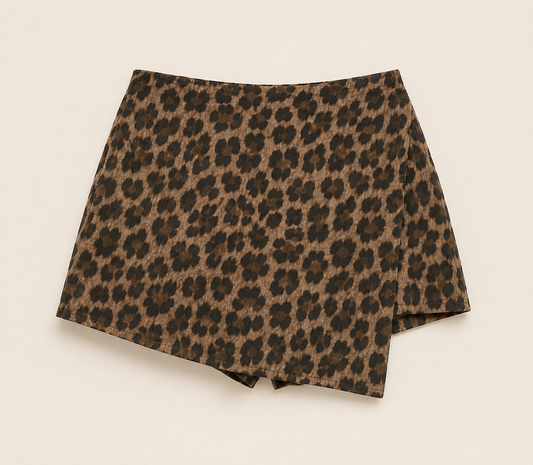 Jupe-short femme à imprimé léopard – 100% coton