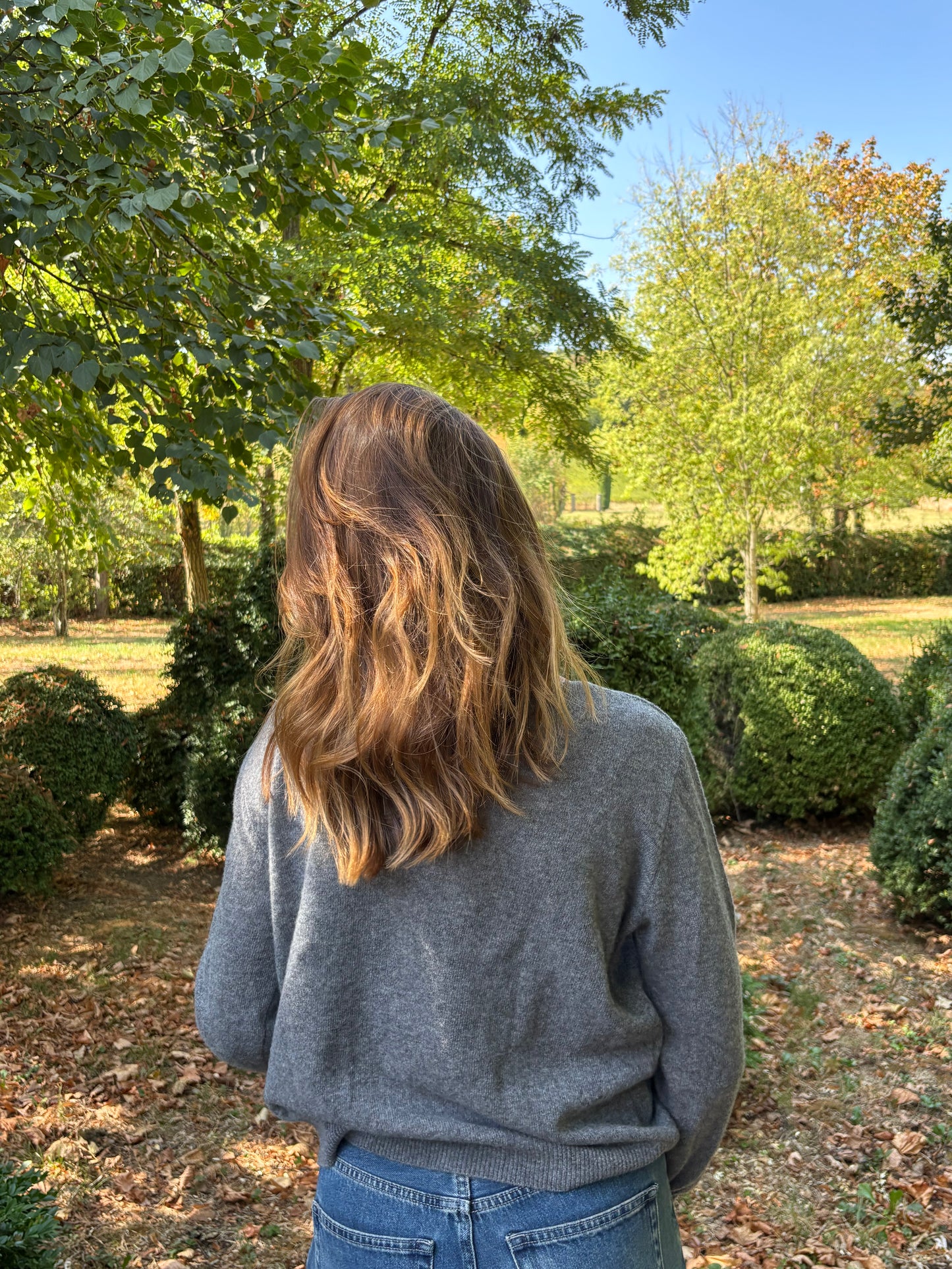 Pull col V gris – 100% laine – Fabriqué en Italie