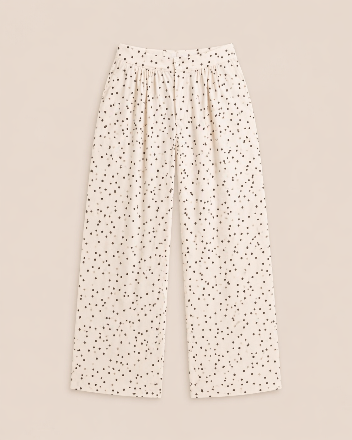 Pantalon femme à pois crème – Coton BCI, fabriqué en Espagne