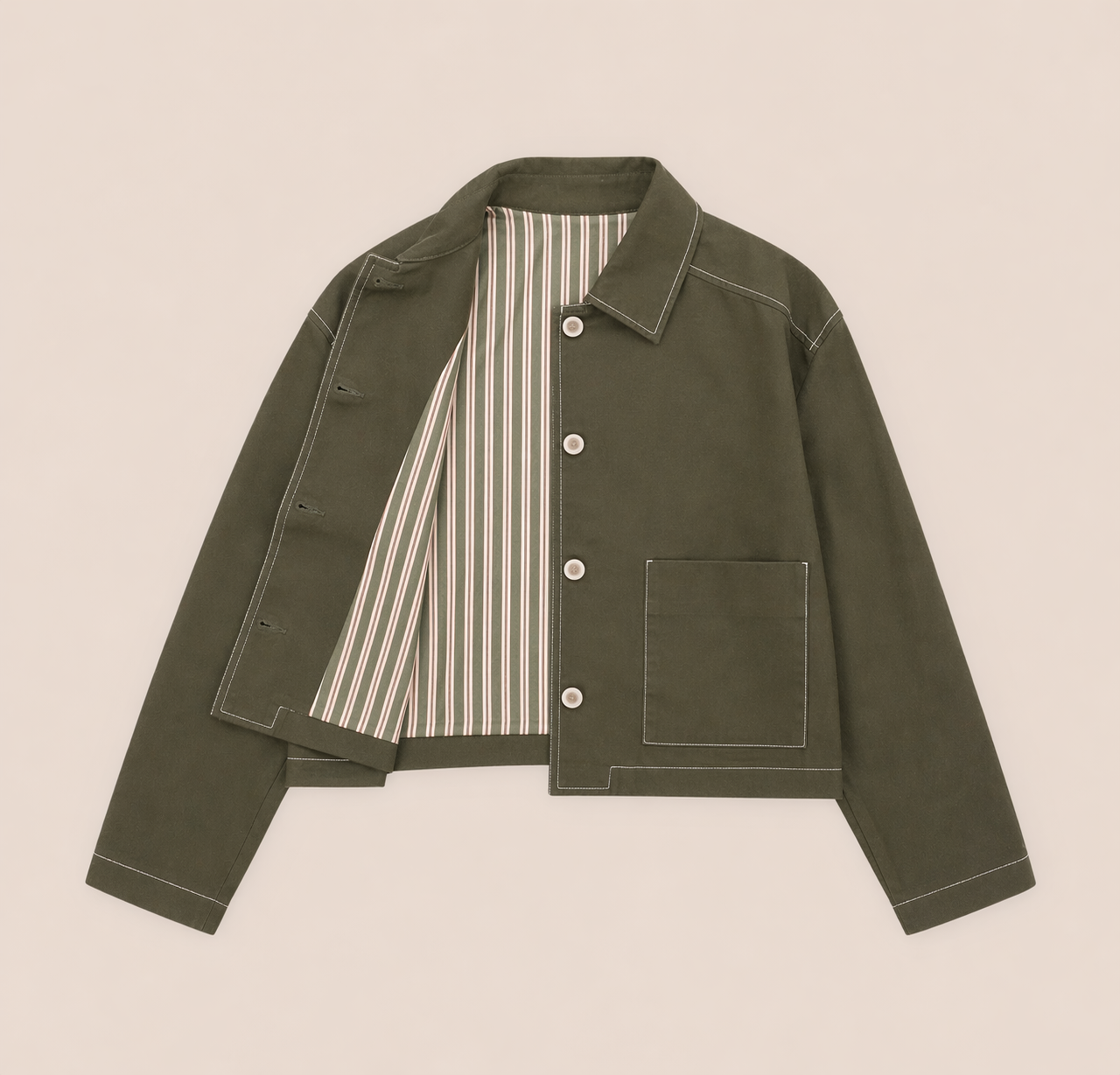 Veste femme kaki en coton – Coupe droite, slow fashion