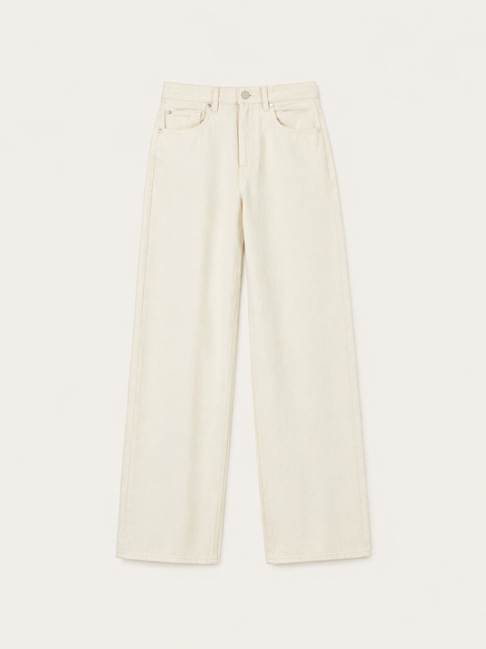 Jean femme taille haute écru – coupe flare en coton, fabrication italienne