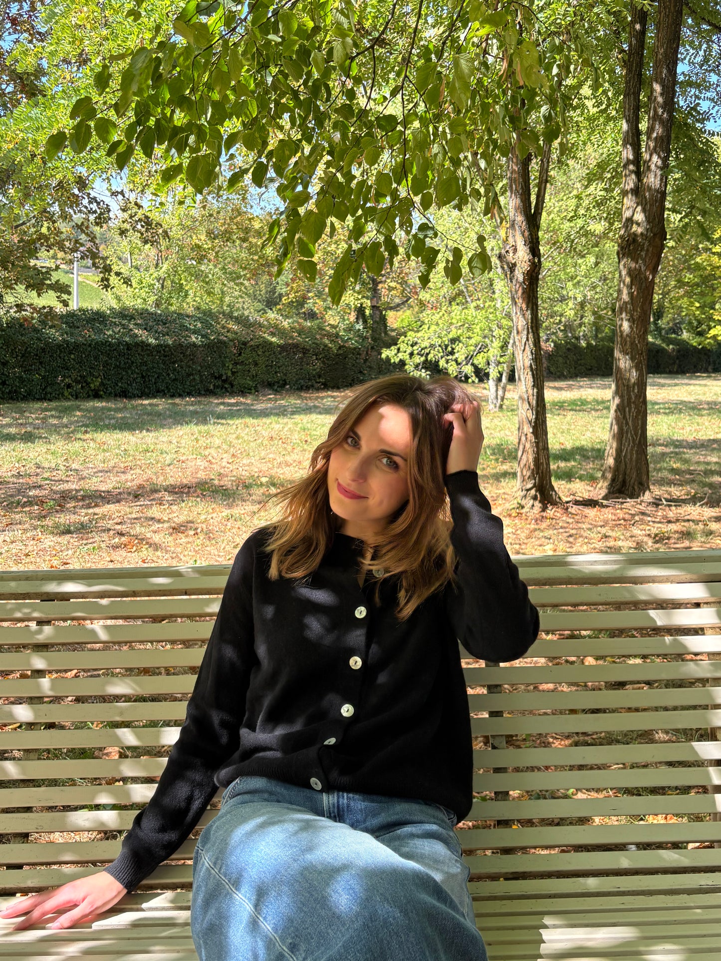 Cardigan noir – 100% laine – Fabriqué en Italie