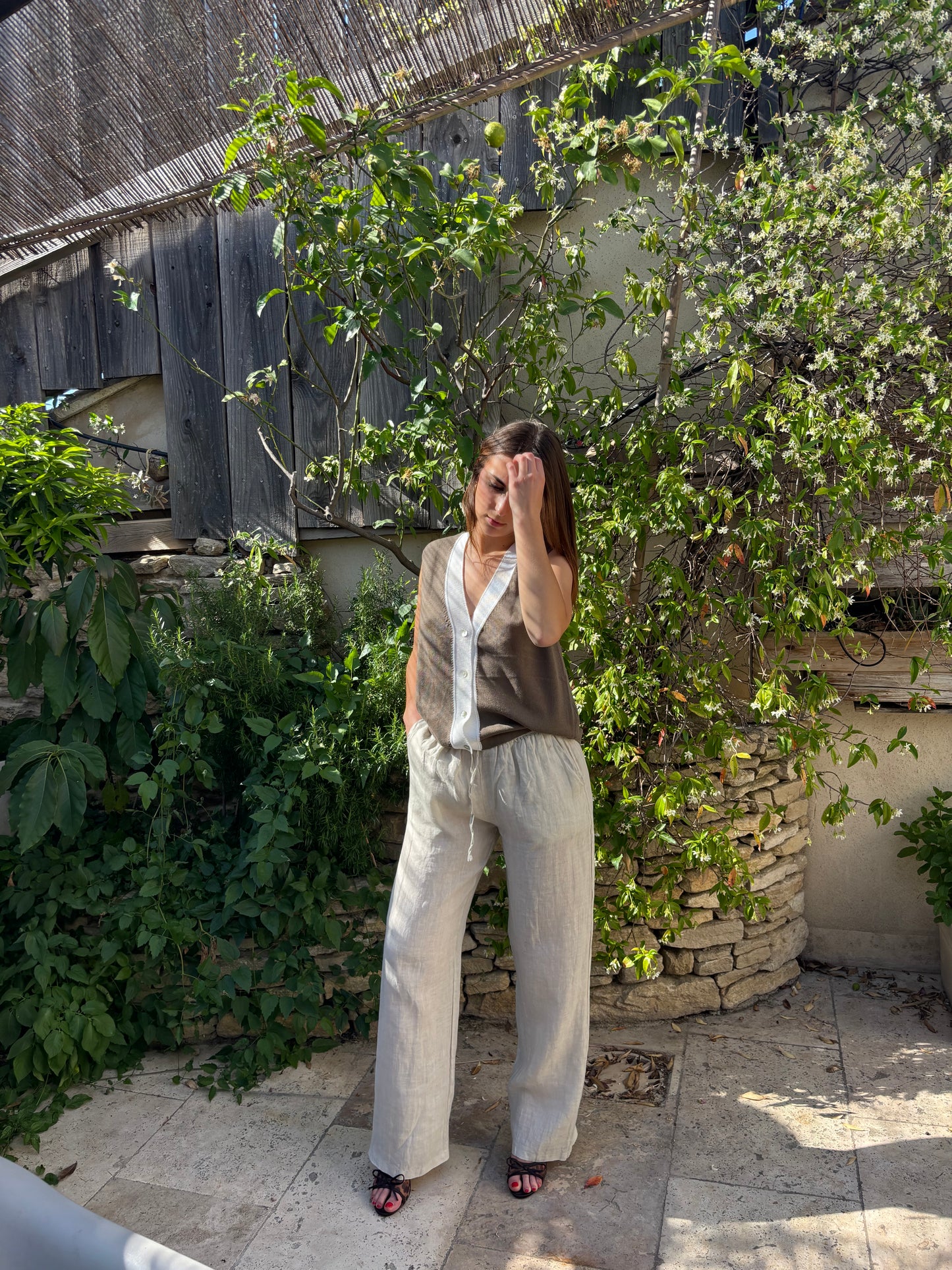 Gilet en maille bicolore
