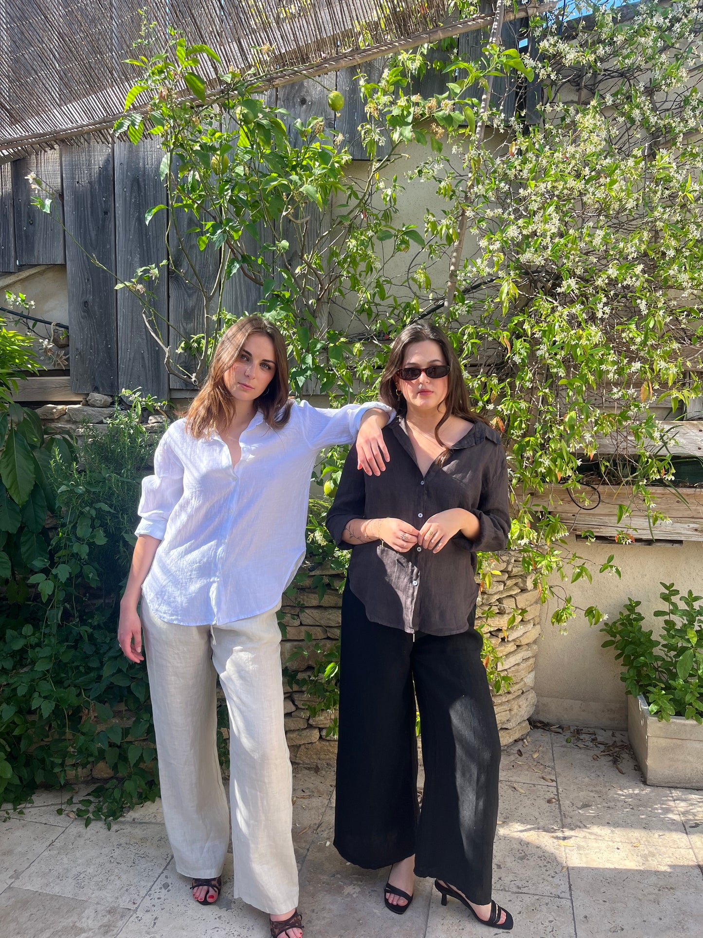 Pantalon à jambes larges en lin
