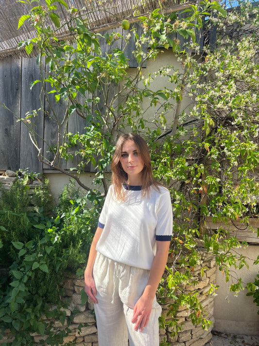 Pull léger manches courtes en coton