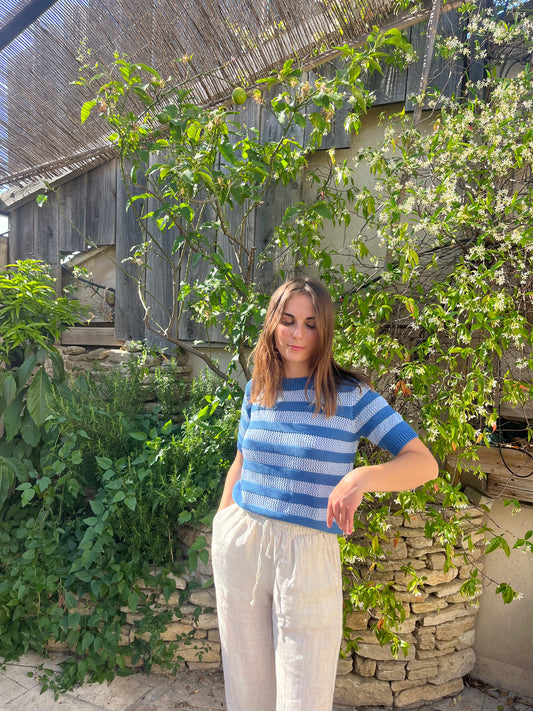 Pull à manches courtes en maille texturée