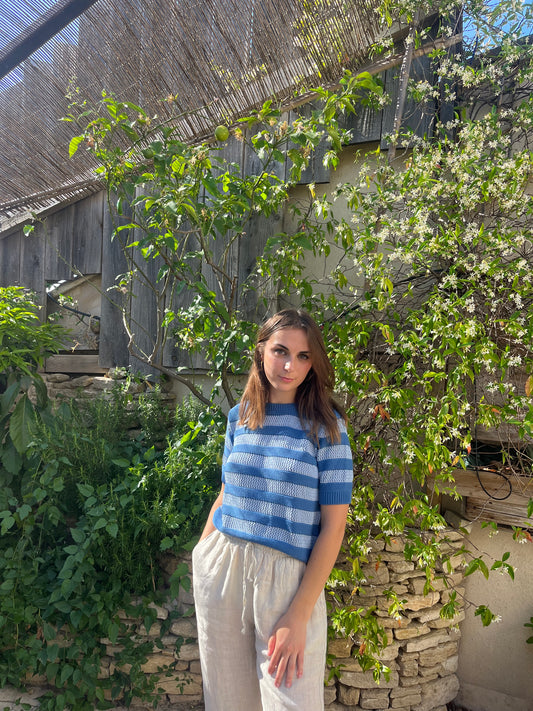 Pull à manches courtes en maille texturée