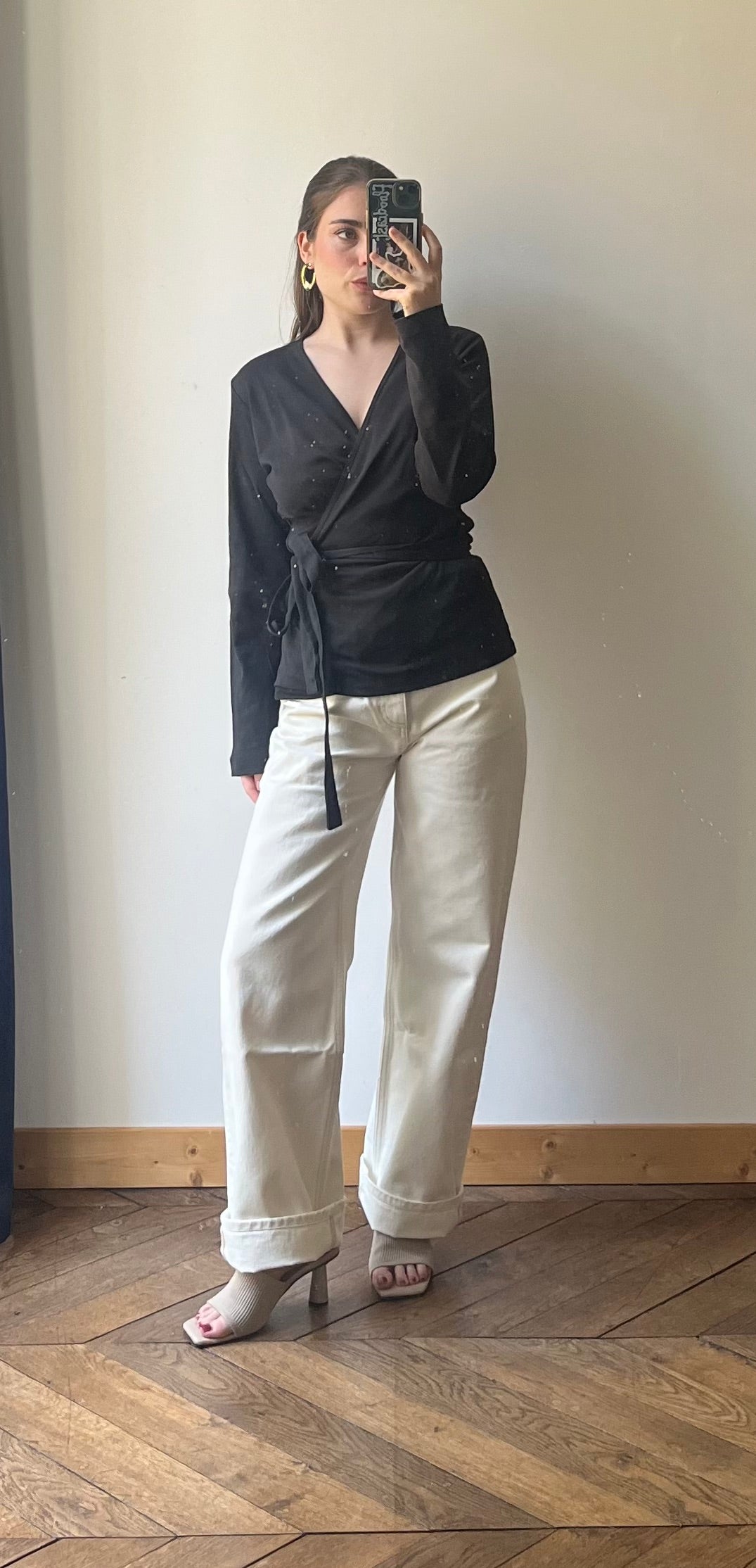 Jean femme taille haute écru – 100% coton