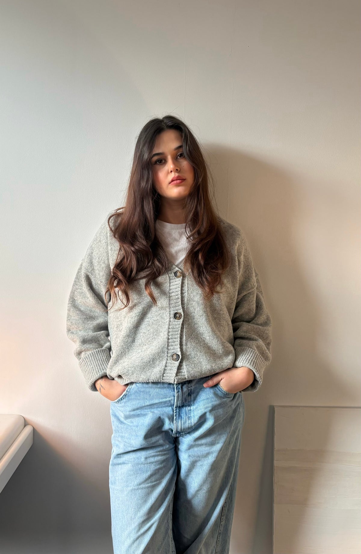 Cardigan gris - 80% laine