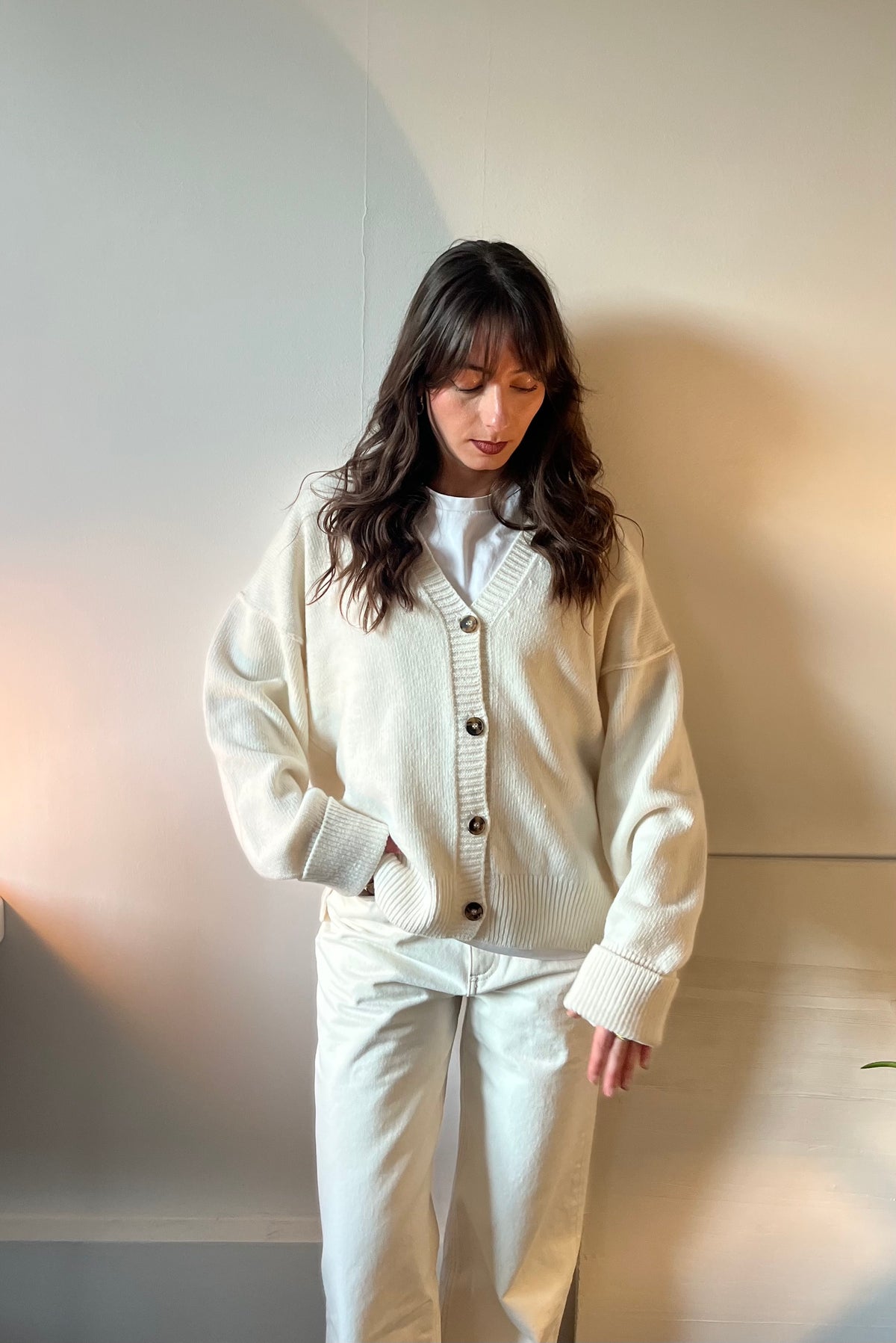Cardigan écru - 80% laine
