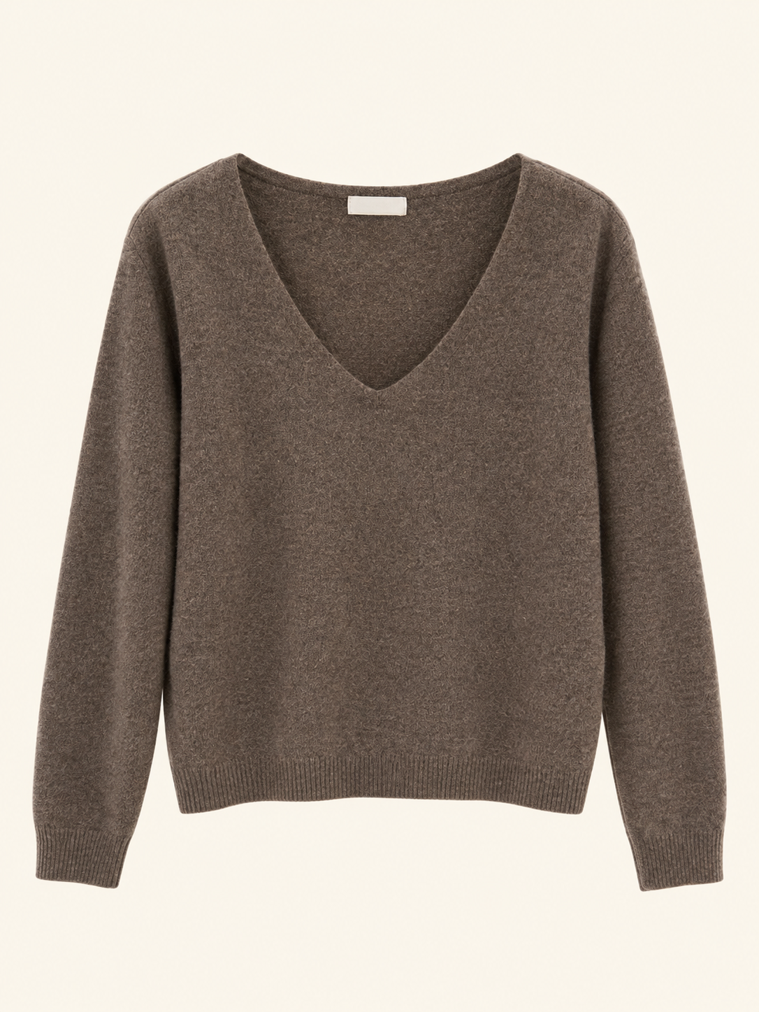 Pull col V marron – 100 % laine