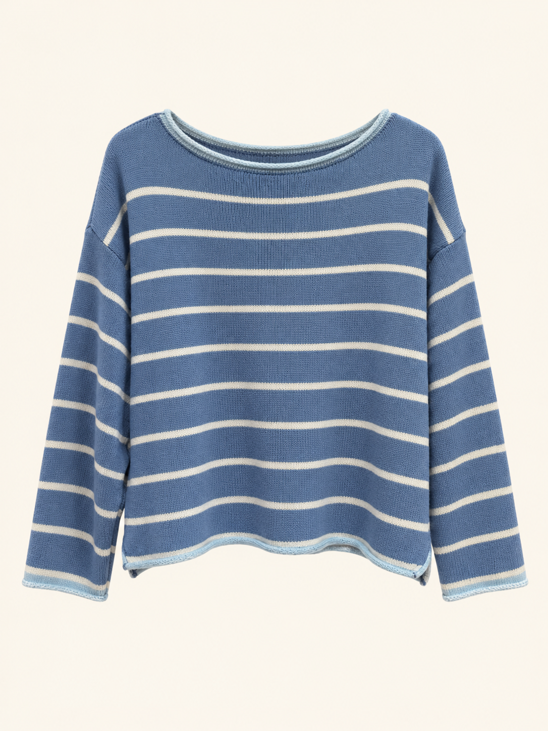 Pull bleu et blanc à rayures – 100 % coton